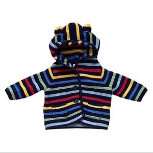 Baby Gap striped bear knit cardigan 0-3 months